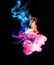Abstract bright and beautiful color smoke colorful on black back