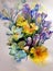 Abstract bright colored decorative background . Floral pattern handmade .Beautiful tender romantic bouquet of flowers, made in the