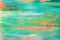 Abstract bright green, emerald and peach, orange horizontal lines, strokes, stripes painted in watercolor on a pure white