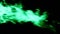 Abstract bright green fire flames isolated on the black background. Background video. Natural concept of power and