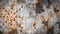 Abstract brown orange white rusty spotty dirty grunge weathered old aged metal steel cubes blocks wall texture - 3D rendering