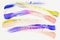 Abstract brush strokes. Close-up fragment of hand painted acrylic multicolor painting on white paper, violet, yellow and