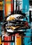 Abstract Burger Poster - Colourful Illustration