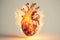 Abstract burning human heart. Generative AI