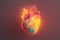 Abstract burning human heart. Generative AI