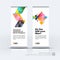 Abstract business vector set of modern roll Up Banner stand design template with yellow arrows, triangles for exhibition, fair, s