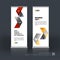 Abstract business vector set of modern roll Up Banner stand design template with yellow arrows, triangles for exhibition, fair, s