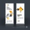 Abstract business vector set of modern roll Up Banner stand design template with yellow arrows, triangles for exhibition, fair, s