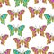 Abstract butterflies seamless pattern, hand drawing, textile print, vector illustration. Patterned colorful bright neon insect wit