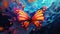 Abstract butterfly flying multi paints dazzling background