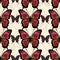 Abstract butterfly with ornaments of roses flowers seamless pattern. Background in style boho, hippie, bohemian