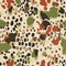 Abstract camouflage seamless pattern, military illustration, risograph print style