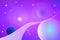 Abstract candy space cosmic background with star in dark purple