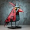 Abstract Cardinal Sculpture: Playful Caricature With Spiked Head