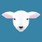 Abstract cartoon lamb portrait isolated on Blue.