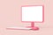 Abstract Cartoon Pink Desktop Computer with Mouse, Keyboard and Blank Screen for Your Design in Duotone Style. 3d Rendering