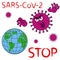 Abstract cartoon structure of Coronavirus attack on globe