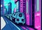 abstract cartoon style illustration of futuristic transport, transportation in future created with generative ai