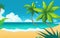 abstract cartoon style illustration of tropical island, vacations in tropics, tropical paradise created with generative