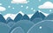 abstract cartoon style scenery of snowy mountains created with generative ai technology