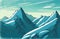 abstract cartoon style scenery of snowy mountains created with generative ai technology