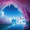 Abstract cave with pink crystals background by