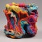 Abstract Ceramic Sculpture: Colorful Layers Of Fiber And Mesmerizing Colorscapes