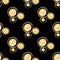 Abstract champagne bubbles vector seamless pattern background. Drawn clusters of fizzy droplet black gold backdrop