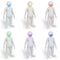 Abstract characters in multi-colored medical masks on a white background. 3D rendering.