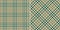 Abstract check plaid pattern tweed in gold brown, green, beige for spring autumn winter. Seamless houndstooth tartan vector set.
