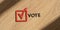 the abstract checkbox vote sign, creative icon frame and letters, democracy concept