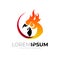 Abstract Chicken logo with fire design vector, restaurant icon