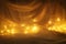 Abstract chiffon texture background with festive gold lights.