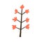 Abstract childish tree, fiction plant in naive primitive doodle style. Trunk and branches, leaves. Simple botanical kids