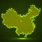 Abstract China map of glowing radial dots