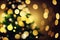 Abstract Christmas bokeh lights background design template. Defocused silver, gold glittering crystal texture. Winter