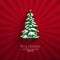 Abstract Christmas Fir Tree on Red Beam Background