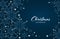 Abstract Christmas and New Years Background with white snowflakes, circle shape on blue background with copy space.
