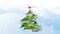 Abstract Christmas tree with falling snow, animation, visualizer, video