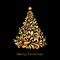 Abstract Christmas tree in gold color.