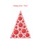 Abstract christmas tree made of red balls of different sizes decorated with snowflakes. New Year s celebration. Christmas. eps 10