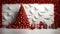 Abstract Christmas tree with Red baubles naprawo white gifts with red bows, side view.Christmas banner with space for your own