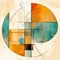 Abstract Circle Art In Teal And Amber By Eric Canete And Charles Demuth