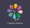 Abstract circle consisting of multicolored drops flower icon vector design.