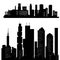 Abstract City Silhouette, Skyline Buildings Icon, Panoramic Downtown Landscape, City Silhouette Vector Illustration