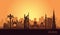 Abstract city skyline with sights of Dubai