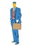 Abstract Clipart of a businessman stands and holds a bag in his hand