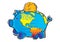 Abstract Clipart of saves gold coins inside the globe earth in piggy bank