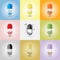 Abstract close up of colorful and conceptual vertical single capsules set