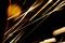 Abstract close-up image of blurred sparks and smoke from arc welding with bokeh effect